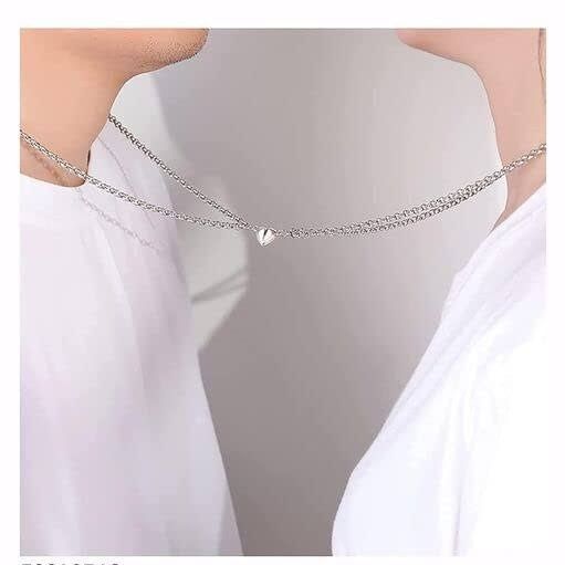 Creative 2pcs Magnetic Couple Necklace Women Men Love for Long Distance Girlfriend Metal Link Chain Pendant Necklace