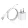 Mini USB Wall Charger - 1 AMP Adapter for I-Products/Android- EU Plug With USB Lightning Charging Cable-White. 