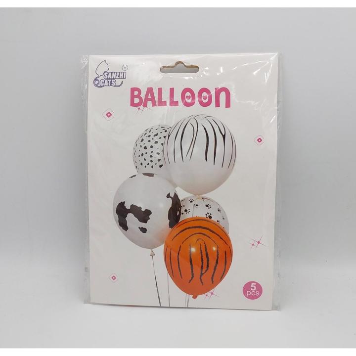 JUNGLE THEME LATEX BALLOONS PACK OF 5 LATEX BALLOONS