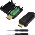2 Pack HDMI Solderless Adapter Gold Plated HDMI Extension Cable Connector Signals Terminal Breakout Bard Free Welding Connector with Plastic Cover Screwdriver. 