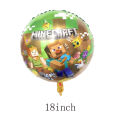 Minecraft theme foil balloon cartoon children's birthday decoration banner topper plate. 