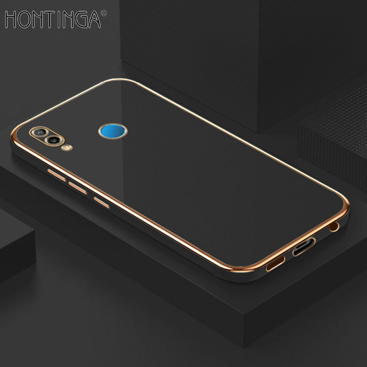 Hontinga for Huawei P20 Lite / Nova 3E Back Cover Luxury 6D Plating Frame Shiny Bling Case Soft Silicone Square Phone Cases