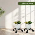 Rozy Heavy Duty Plant Pot Stand with Wheels – Durable Indoor & Outdoor Rolling Planter Caddy Trolley, Rustproof Metal Flower Pot Holder with 360° Rotating Wheels for Easy Mobility, Strong Load-Bearing for Home Garden Balcony Use. 