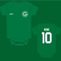 Body Bory Bori Bore Macacão para Bebê Infantil Verde Personalizado Time de Futebol Goiás com Nome e Número nas Costas 100% Algodão Alta Qualidade. 