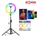 Energy - ENRG RGB LED Soft Ring LIght 16 Spectrum 33 cm /13 inches With 7.5ft Metal Tripod Stand And Mobile Phone Holder Black. 
