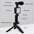 Ultimate Vlogging Kit : Complete Mobile Video Making Setup with Tripod, Microphone, LED Light and Bluetooth Remote - Perfect for YouTube, Live Streaming and Photography - AY-49. 