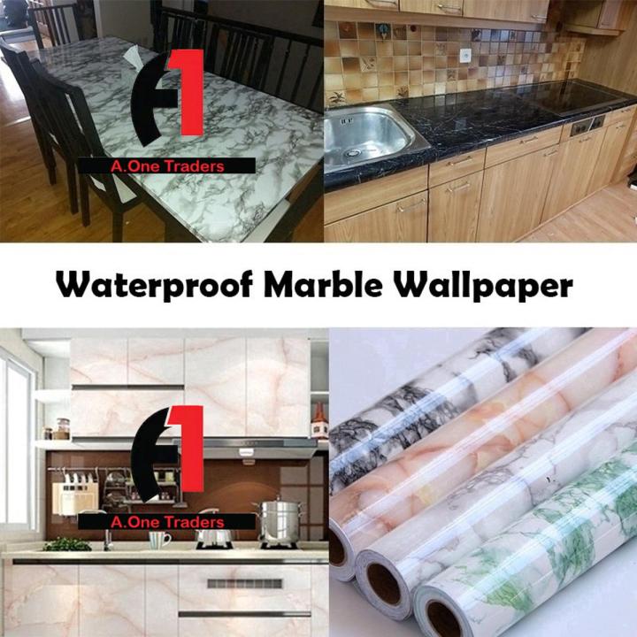 Stylish House & Kitchen 60x200cm Wall Paper Waterproof Heat Resistant Self Adhesive Anti Oil Kitchen Wallpaper Marble Sheet for Kitchen (Best Offer)