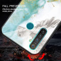 Biruiqu For Realme 5 5s 5i Realme C3 Shockproof Fashion Marble Tempered Glass Back Case Cover. 