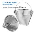 Cone Coffee Coffee Filter Reusable Stainless Steel Material with Handle. 