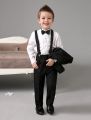 Adjustable Suspenders for Kids with Bow Twin Pack Black Elastic Gallace Suspender and Silk Bow Tie For Boys, Girls, Kids, Children.. 