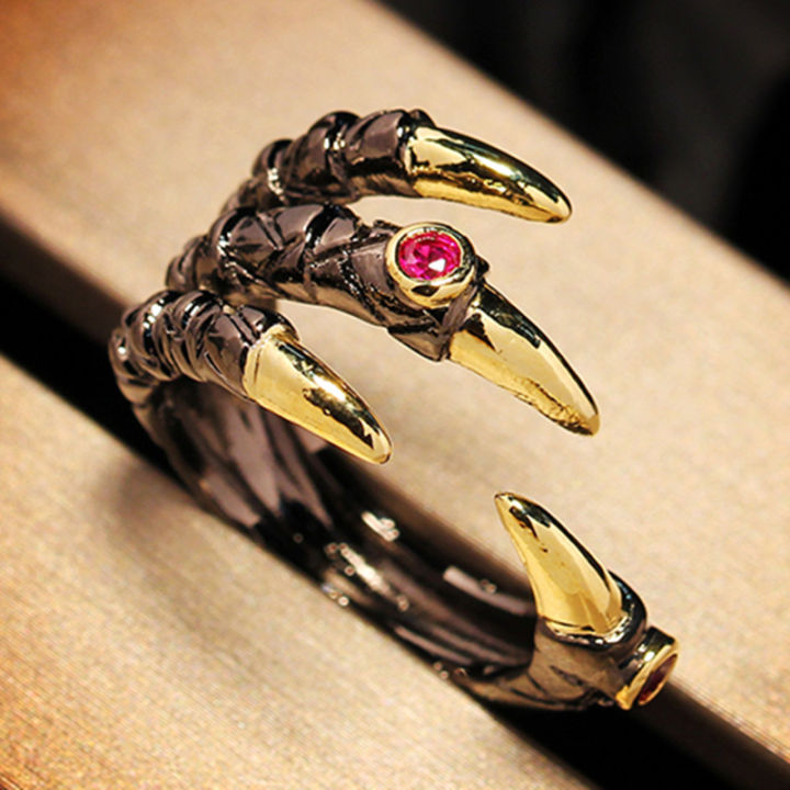 New teel Ring -Eagle Dragon Claw Halloween kull Ring -Men' Domineering Opening Rock  Jewelry