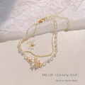 Tala 18K Gold Kyle Inspired - Double layer Pearl Flower Pendant Bracelet Exquisite packaging Fashion accessories. 