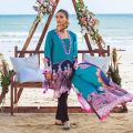 Maahru Unstitched Fabric for women and girls - 2 piece - Shirt and Dupatta - Block-Me-Red. 