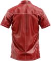 Genuine Lambskin Red Leather Shirt For Men - Real Leather Shirt - Half Sleeve Leather Shirt - Leather Jacket  Hayat Wax Style ZTC00082. 