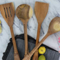 SK 4 Piece Fancy Wooden Cooking Spoons Set for Non-Stick Cookware. 