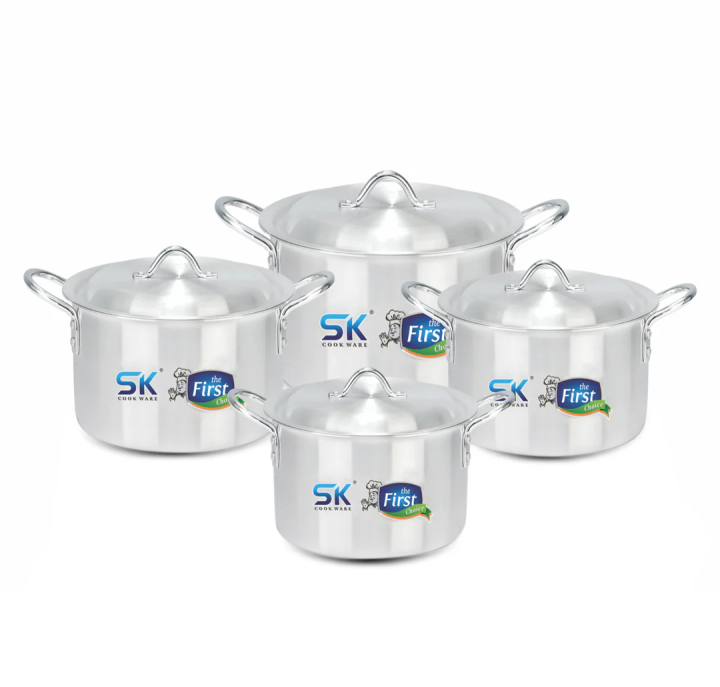 8 Pcs Magna Aluminum Casserole Set – Metal Finish – 30cm, 33cm, 36cm, 38cm with Lids
