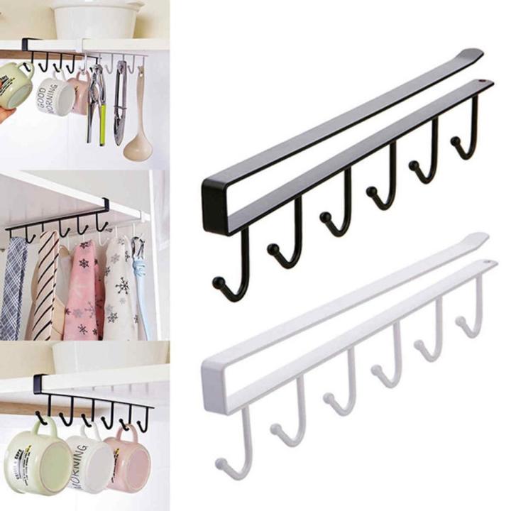 Under Cabinet Storage Rack Kitchen Accessories Organizer 6 Hooks Kitchen Cupboard Shelf Coffee Cup Mug Holder