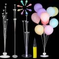 7 Tubes Balloons Holder Column Stand Balloon Stand Kit,Reusable Clear Balloon Holder(7 Balloon Sticks,7 Balloon Cups,1 Balloon Base) Makes Balloons Float Without Helium. for Table, Floor, Centerpiece with Base. 