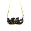 Elegant Pretty Shiny Black Double Swan Duck Necklace For Women Girls Fashion Jewellery. 