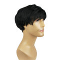 Synthetic Hair Wigs Short Black Cute Boy Cosplay Wig Natural Faux Hair Fiber. 
