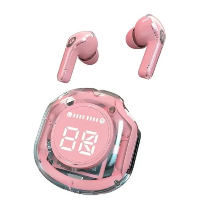 Air 39 Earbuds Wireless Crystal Transparent Bluetooth 5.3 Ear buds Wireless Headset Transparent Charging Case Heavy Bass Stereo Earphones Noise Reduction Sports Headset with Microphone Waterproof Headphone LED Digital Display