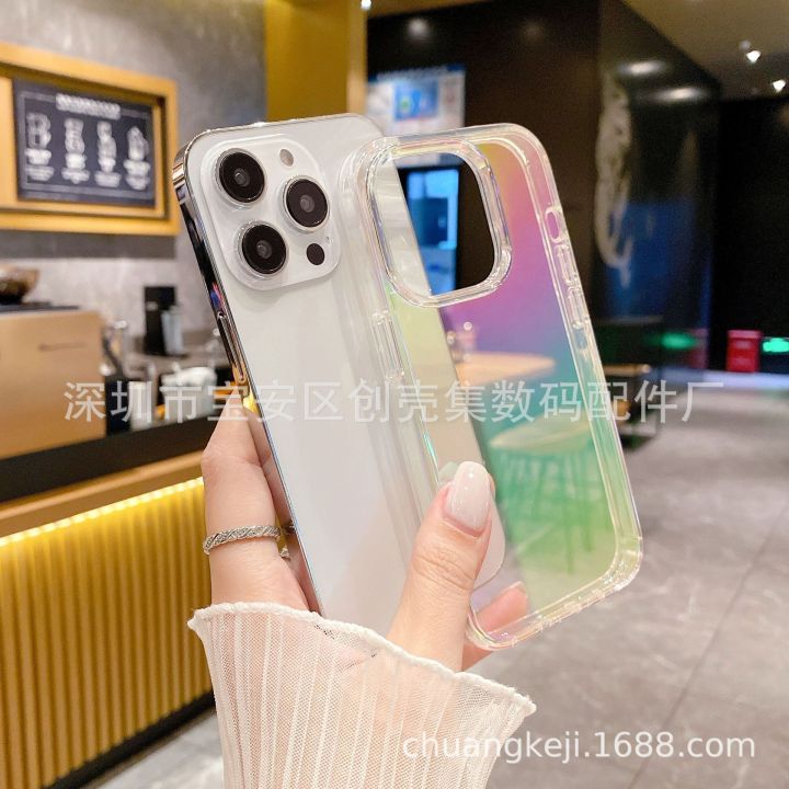 Applicable IPHONE 15 Color Plating Terminator Anti-Fall Shell Gradient Electroplating Magic Color Drop-Resistant Protective Cover Transparent Thickened