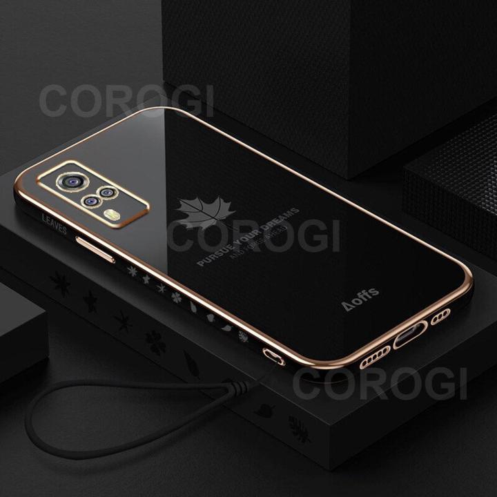 For Vivo Y51s Back Cover with Hand Strap Luxury Shiny 6D Plating