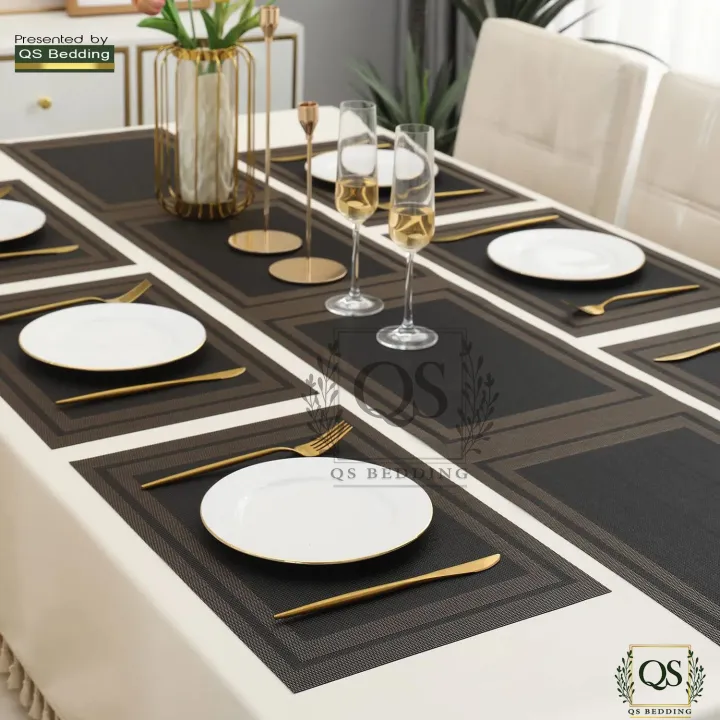 7Pcs%20Table%20Mat%20&%20Table%20Runner%20Set%20Heat%20Resistant%20Placemats,%20Stain%20Resistant%20Washable%20PVC%20Table%20Mats%20for%20Dining%20Table%20Woven%20Placemat%20-%20QS%20Bedding%20-%20Image%202