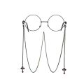 Neo-Gothic Punk Antiskid Reading Glasses Chain Wirh Rope Cross Pendant Lanyard Cosplay Fashion Jewelry for Halloween Gift. 