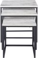 3-Piece Small Size Metal Nesting Square Tea Tables With Wooden Top - Versatile Nesting End Tables, Square Streamline Side Table, Side & Accent Table Set, Serving and Wooden Side Table, Space-Saving Nesting Table and End Table. 
