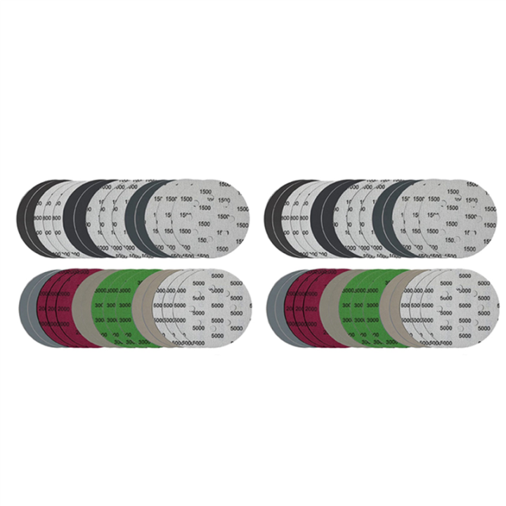 60Pcs 5-Inch Sanding Disc Sets, Hook&Loop 5-Inch 8-Hole Combination (800/1000/1500/2000/3000/5000) Sandpaper