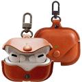 Apple AirPods Pro Durable Leather Case with Carabiner, Brown. 