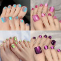 Superman Store* 10Pcs/Box Cat Eye Toe False Nail Short Square Press on Nails for Nails Art. 