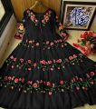 Stylish Flower Embroidered Chiffon Maxi Full Flair (Only Maxi) Paty Wear Maxi Dresses For Women. 