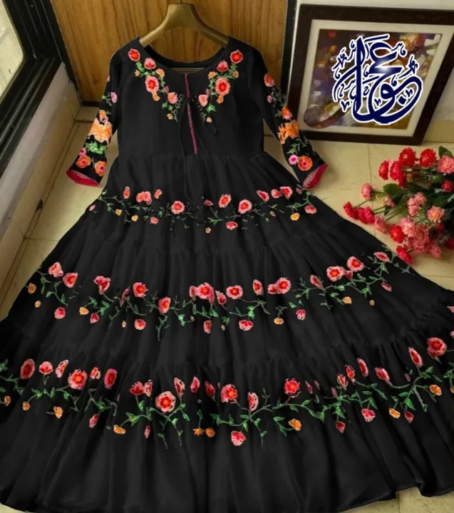 Stylish%20Flower%20Embroidered%20Chiffon%20Maxi%20Full%20Flair%20(Only%20Maxi)%20Paty%20Wear%20Maxi%20Dresses%20For%20Women%20-%20Image%202