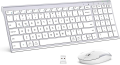 iClever GK03 Wireless Keyboard and Mouse Combo - 2.4G Portable Wireless Keyboard Mouse, Rechargeable Ergonomic Design Full Size Slim Thin Stable Connection Keyboard for Windows 7/8/10, Mac OS. 