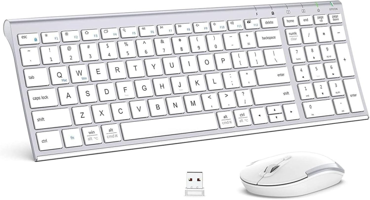 iClever GK03 Wireless Keyboard and Mouse Combo - 2.4G Portable Wireless Keyboard Mouse, Rechargeable Ergonomic Design Full Size Slim Thin Stable Connection Keyboard for Windows 7/8/10, Mac OS