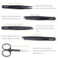 High Quality Tweezers Set 5-Piece Includes Curved Scissors, Best Precision Tweezer for Eyebrows, Splinter & Ingrown Hair Removal. 