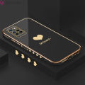 Jizetin (Free Lanyard) for Infinix Note 10 Pro / Note 10 Pro NFC Back Cover Heart loved Luxury 6D Plating Case Side Pattern Soft Silicone Square Phone Cases. 