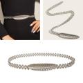 Women' Fancy Skinny Stretch Fashion Dress Belt , Silver. 
