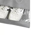 Grey Non-Woven Fabric Dustproof Drawstring Bag, Travel Shoe Storage Bag, Breathable Storage Pouch With Visual Window. 