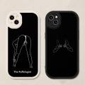 Couple Minimalist Line Phone Case For IPhone 14 Pro Max 13 11 12 XR XS 7 8 Plus Lambskin Silicone Soft Mobile Phones Coque. 