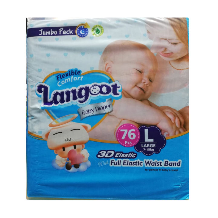 Langoot Baby Diaper Size 4No Large 7-15kg (76-Pcs Pack)