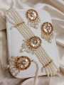 Pearl White Jewelry Set with Golden Finish - Choker Necklace, Earrings, and Bindia Jewellery Set. 