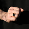 Trendy Stainless steel Black Zircon Male Ring Punk Style Geometric Ring Men Party Jewelry Accessories. 
