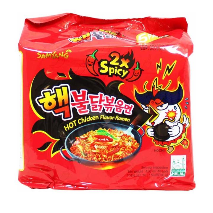 SAMYANG 2x Spicy Ramen 700g - Pack of 5 - Spicy Korean Noodles - Bestseller - Authentic Flavor - Quick and Easy Cooking - Korean Noodles - Instant Noodles - Samyang noodles