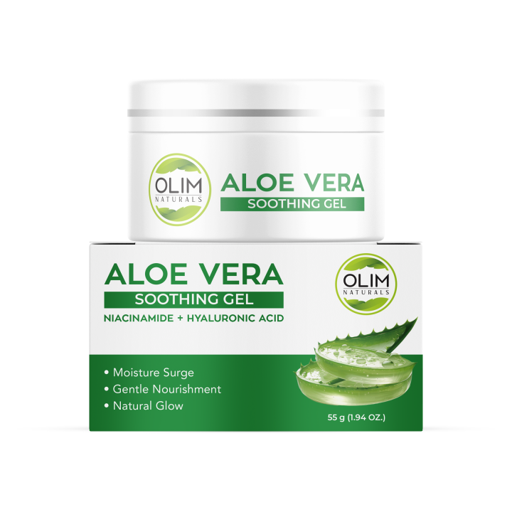 Olim Naturals Aloe Vera Gel 55g – Soothing & Hydrating Gel for Face, Hair & Skin – 100% Pure & Organic – For Acne, Sunburn, Dry Skin & After Shave