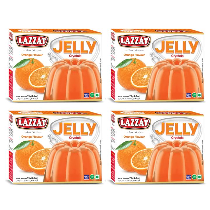 Lazzat Crystal Jelly Orange 75gm - Pack of 4