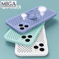 【Miga Plaza】Soft Silicone Heat dissipation Phone Case For iPhone 12 Pro Max 12 mini 11 Pro Max X XR XS Max SE  8 7 Plus Hollow Magnetic Ring Holder Stand Cover. 