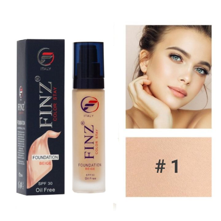 Finz Color Stay Oil Free  Liquid Foundation  SPF 30- 50 ML . Shade 1.